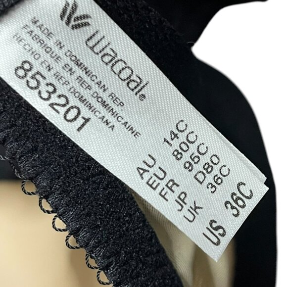Wacoal Bra Lace Finesse Contour Full Coverage Bra Size 36C Black 853201 - Picture 5 of 6